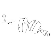 Sprängskiss av en vägglampa med monteringstillbehör