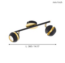 Taklampa med två lampor, längd 360 mm