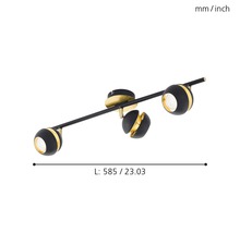 Taklampa med tre spotlights, svängbar, längd 585 millimeter