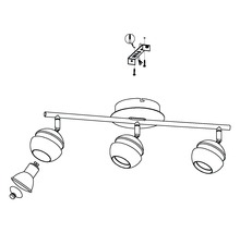Installationsanvisningar för en taklampa med tre spotlights