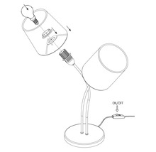 Monteringsanvisning för en bordslampa med skärm och strömbrytare