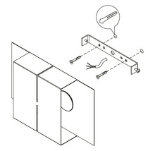 Monteringsanvisning för en vägglampa med skruvar, pluggar och fäste.