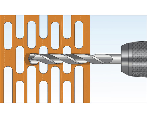 En borr borrar genom en perforerad platta.