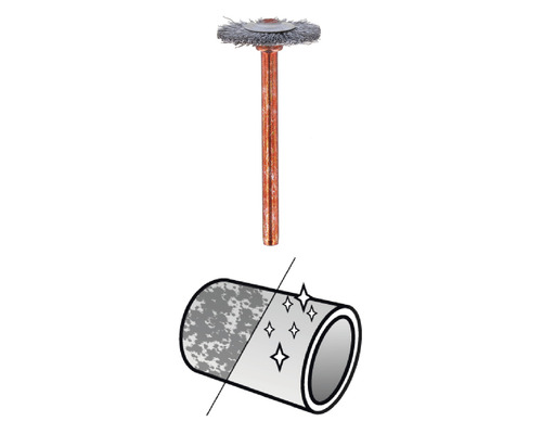 Stålborsttillsats för borrmaskin och rörillustration för metallrengöring