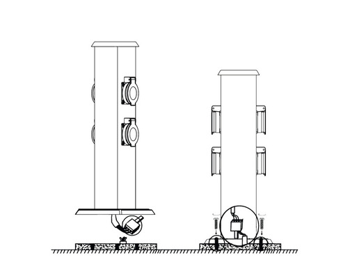 Illustration av en laddstation med monteringsanvisningar