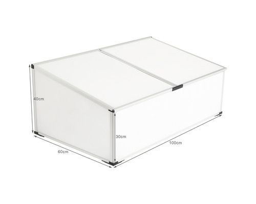 Växtlåda med aluminiumram och lockmått