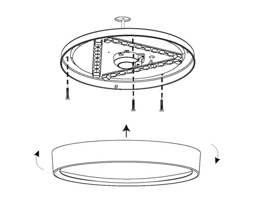 Monteringsanvisning för en LED taklampa med skruvar