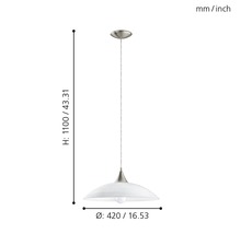 Pendellampa med måtten 1100 mm höjd och 420 mm diameter.