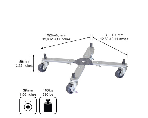 Möbelrulle med mått och belastningskapacitet