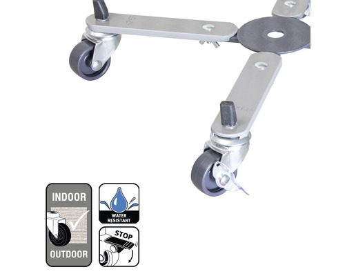 Rullbräda med tre hjul och tillhörande symboler