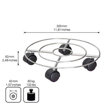 Blomvagn WAGNER Multiroller krom/stål Ø30cm 60kg