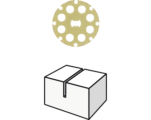 Skivformad fräs och trälåda med skåra