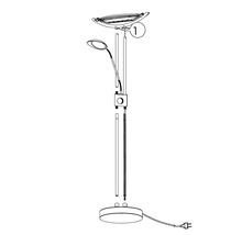 Sprängskiss av en golvlampa med läsarm