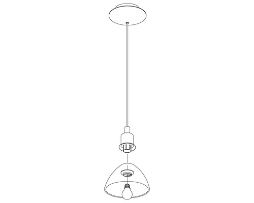 Pendellampa med lampskärm och glödlampa