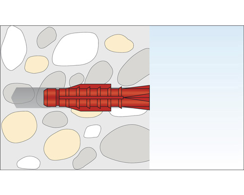 Illustration av en pluggfastsättning i en vägg
