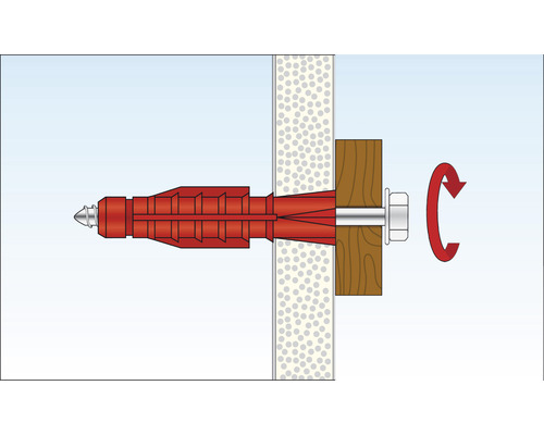 Illustration av en pluggfästning med skruv