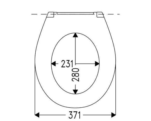 Teknisk ritning av en toalettlock med mått