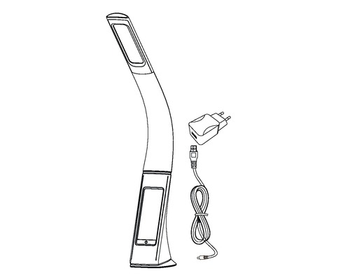 LED-bordslampa med USB-kabel och nätadapter