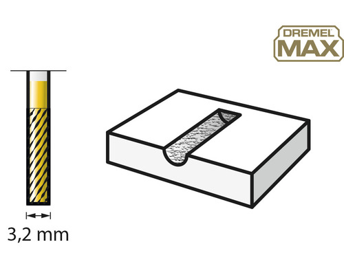Dremel fräs med 3,2 mm diameter i bruk