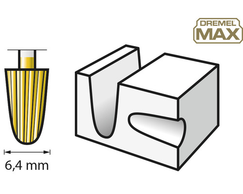 Dremel MAX SpeedClic polerskiva med en diameter på 6,4 millimeter och förvaringslåda