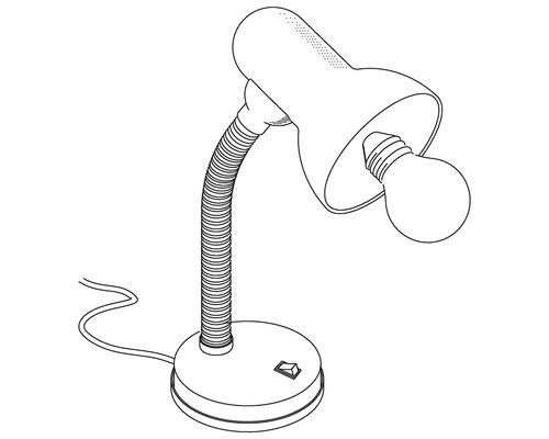Bordslampa med flexibel arm och glödlampa