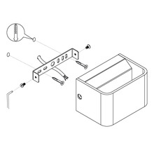 Sprängskiss av en vägglampa med fästmaterial
