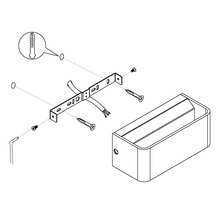 Sprängskiss av en vägglampa med monteringstillbehör