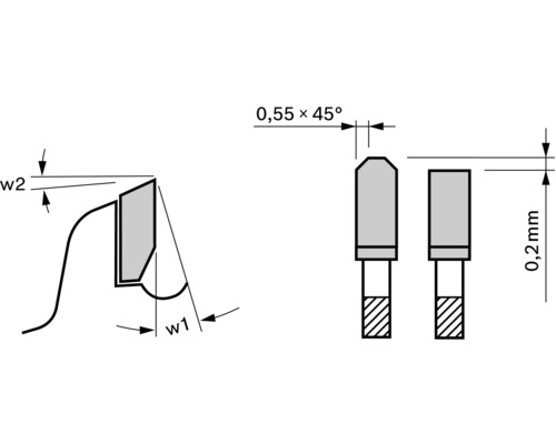 Teknisk ritning av ett frässpets med måttangivelser
