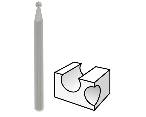 Fräs med sfäriskt huvud och block med hjärtformade utskärningar