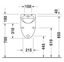 Teknisk ritning av en toalett med dimensioner
