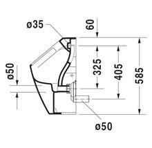 Teknisk ritning av en toalett med dimensioner