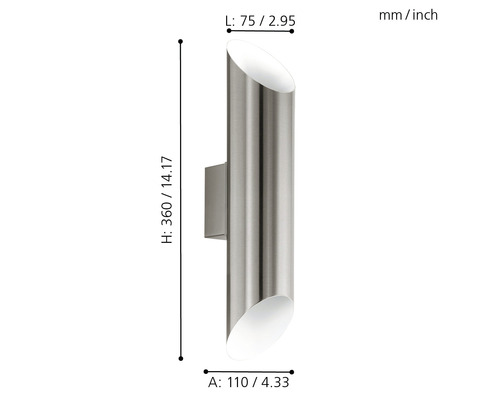 Mått på vägglampan
