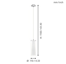 Pendellampa med cylindrisk lampskärm och höjdangivelse