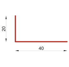 Teknisk ritning av en vinkelprofil med måtten 20 gånger 40