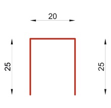 Mått på en U-profil: 25 x 20 x 25 millimeter