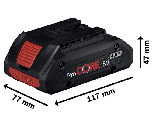 Bosch ProCORE 18V 4.0 Ah batteripaket med dimensioner