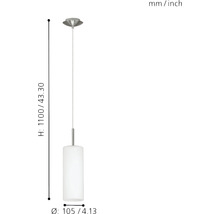 Pendellampa med cylinderform och måtten 1100 x 105 millimeter