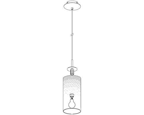 Pendellampa med cylindrisk glasskärm och ljuskälla