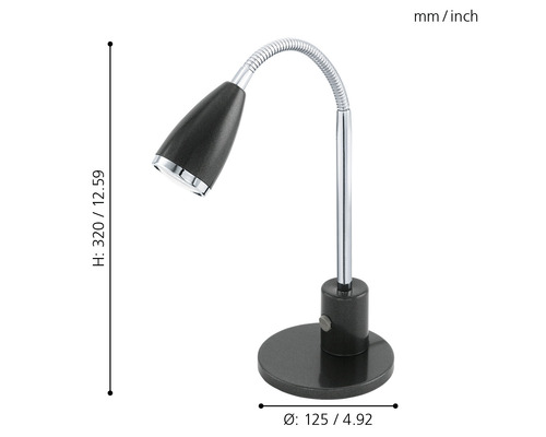 Bordslampa med flexibel arm och rund fot för flexibel belysning