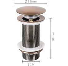 Tvättställsventil med måtten 63 mm i diameter och 98 mm höjd