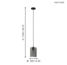 Pendellampa med måtten 1100 millimeter höjd och 160 millimeter diameter
