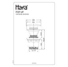 Pop-up bottenventil HAFA stor med bräddavlopp krom svart 1 1/4"