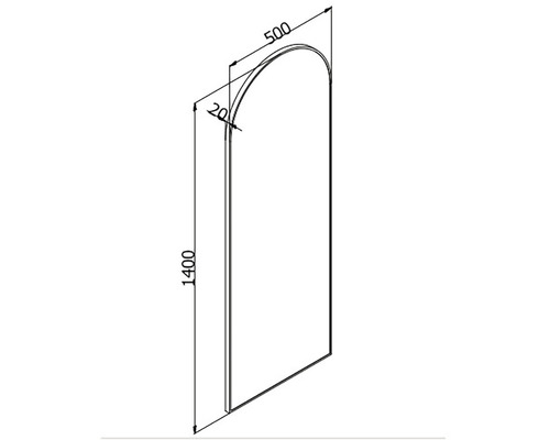 Teknisk ritning av en spegel med mått