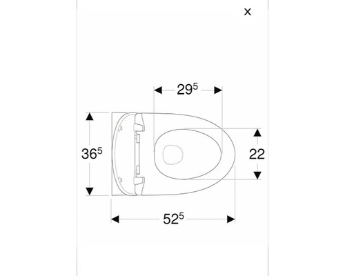 Teknisk ritning av en toalett med mått