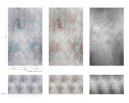 Tapeter med metallook och måtten 1,59 meter gånger 2,70 meter