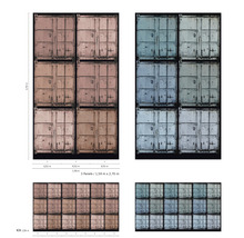 Fototapet med containermotiv och storleksinformation