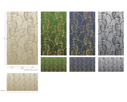 Olika färger av non-woven tapeter med bladmönster