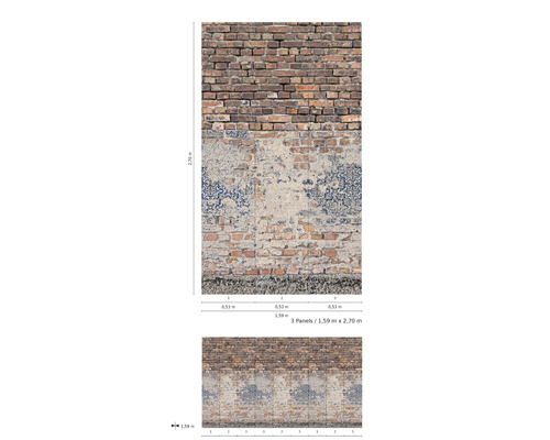 Tapetpaneler med tegelväggsmotiv