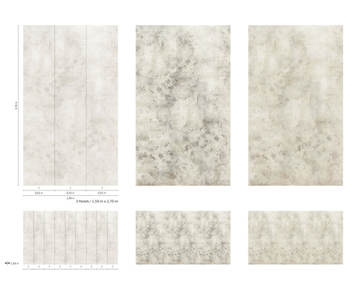 Tapetmönster med tre paneler, 1,59 meter gånger 2,70 meter