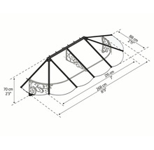 Teknisk ritning av ett ytterdörrstak med mått